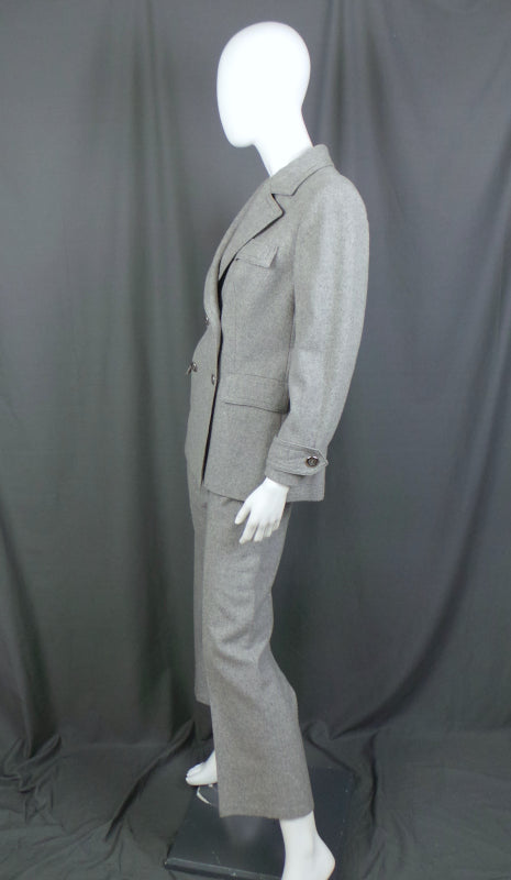 1970s Grey Wool Flared Trouser Suit | Dereta | S