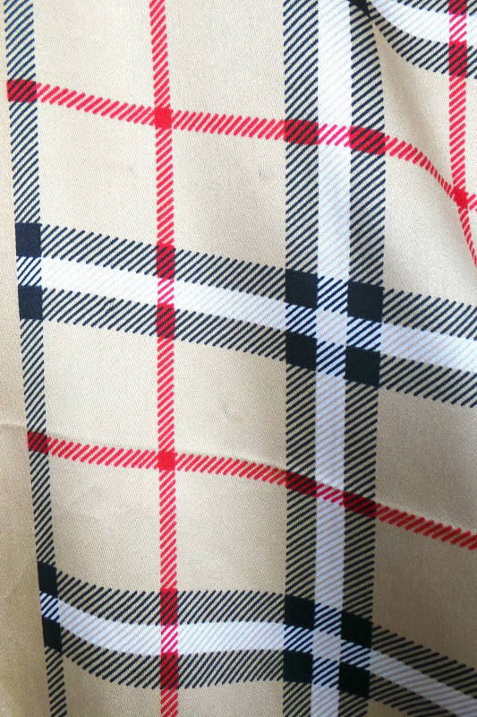 1980s Classic Tan Checked Large Scarf