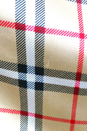 1980s Classic Tan Checked Large Scarf