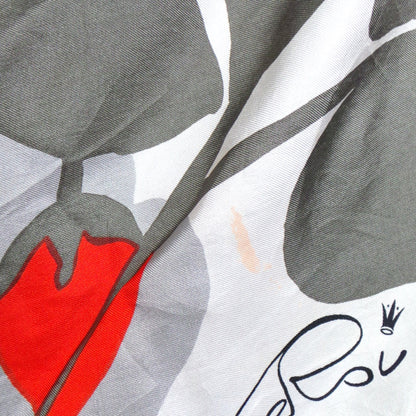 1970s Red, White and Grey Simple Silk Scarf | La Rou