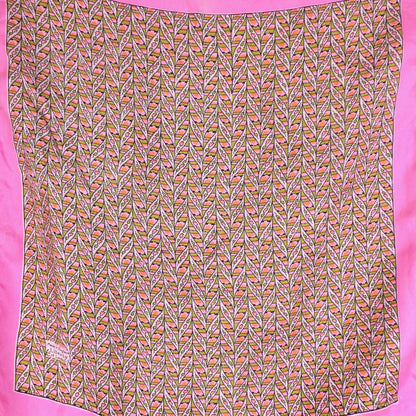1970s Bright Pink and Green Vintage Silk Scarf, by Liberty