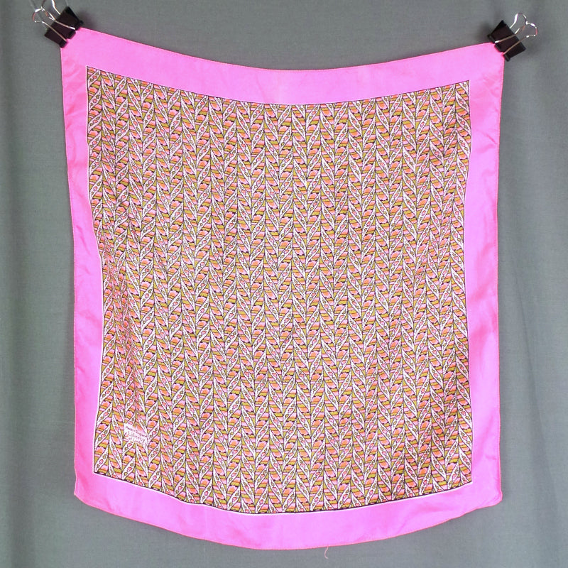 1970s Liberty Bright Pink and Green Silk Vintage Scarf