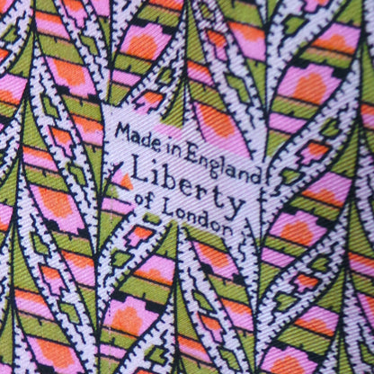 1970s Liberty Bright Pink and Green Silk Scarf
