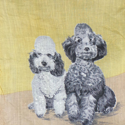 1950s Yellow Poodle Small Vintage Scarf