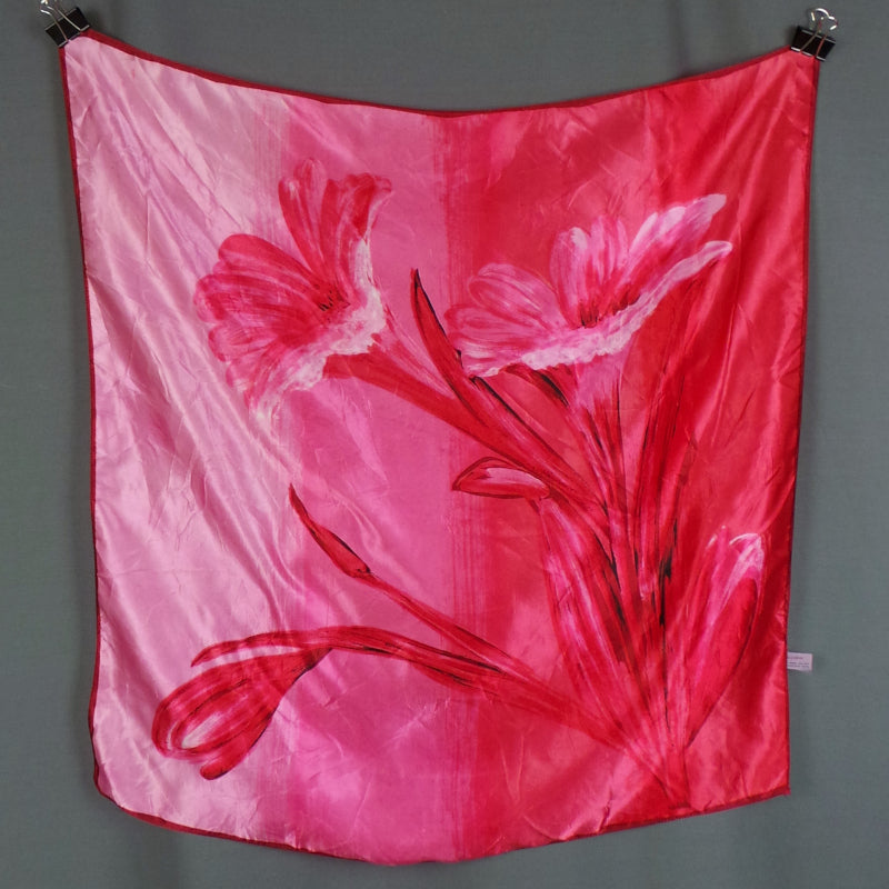 1960s Hot Pink Lily Print Scarf, by St Michael