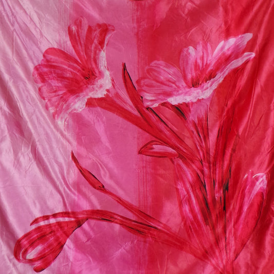 1960s Hot Pink Lily Print vintage Scarf | St Michael