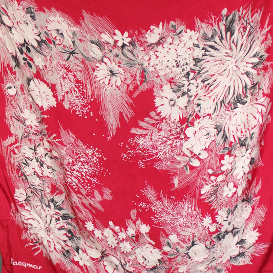 1960s Pink and White Floral Bouquet Silk Vintage Scarf | Jacqmar