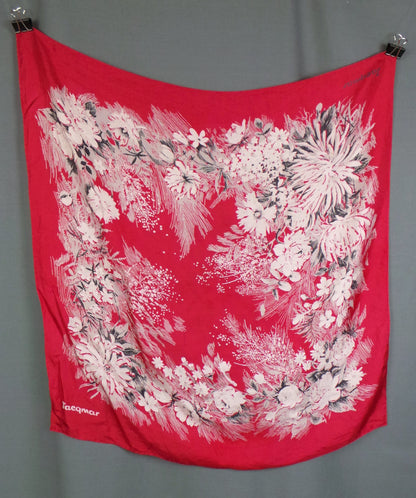1960s Pink and White Floral Bouquet Silk Vintage Scarf | Jacqmar