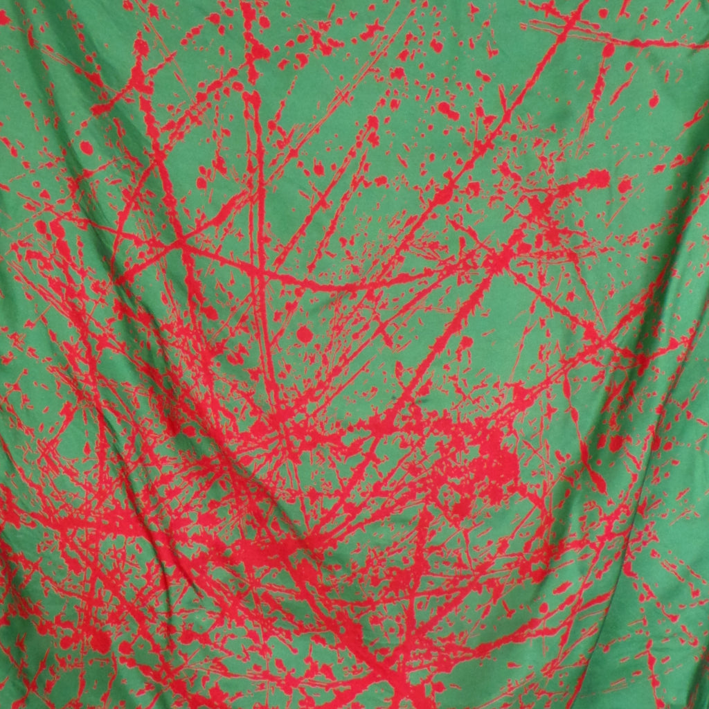 1960s Green and Red Paint Splatter Silk Vintage Scarf | Jacqmar