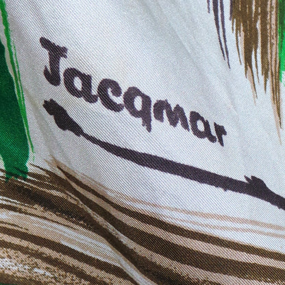 1950s Green and Brown Print Silk Scarf | Jacqmar