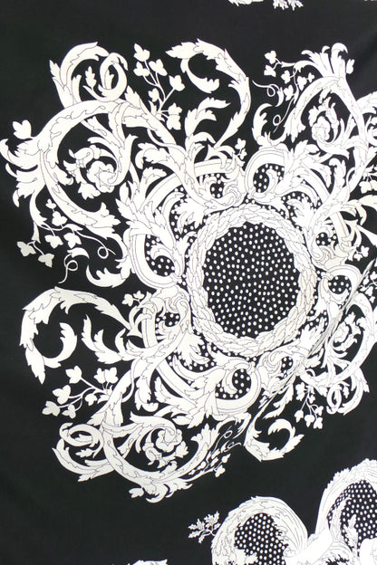 1980s Black and White Ornate Print Scarf | Jane Shilton