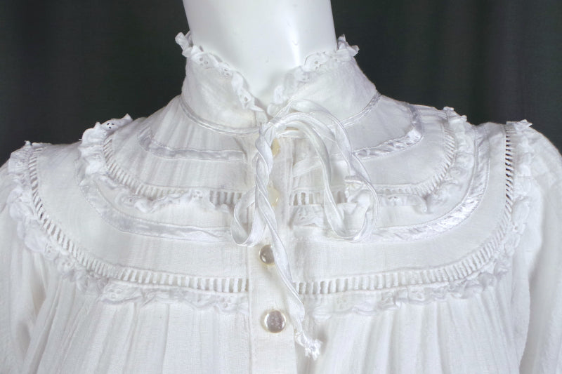 1980s White Cheesecloth Prairie Dress | C&A | M
