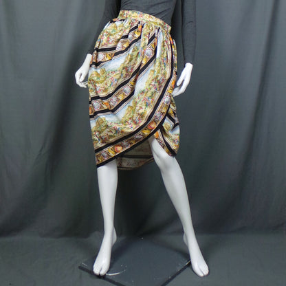 1950s Italian Village Novelty Print Tulip Wrap Vintage Skirt