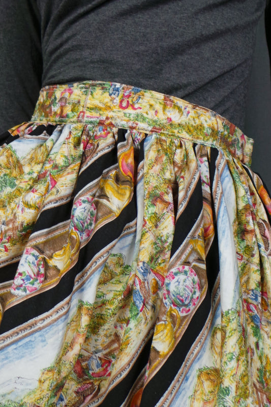 1950s Italian Village Print Tulip Wrap Skirt | XS