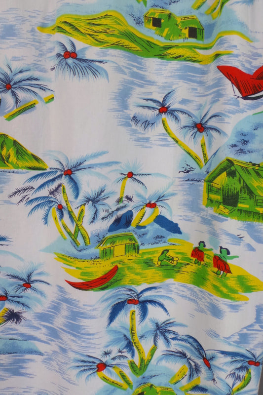1980s Blue Hawaiian Print Shirt | 4XL