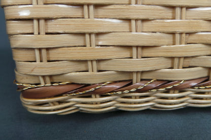 1950s Wicker Basket Bag with Leather Details