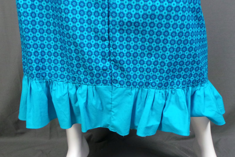 1970s Turquoise Prairie Frill Sleeve Dress | Richard Shops | S