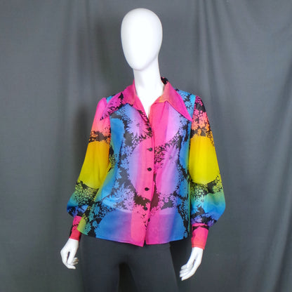1970s Rainbow Bishop Sleeve Vintage Shirt