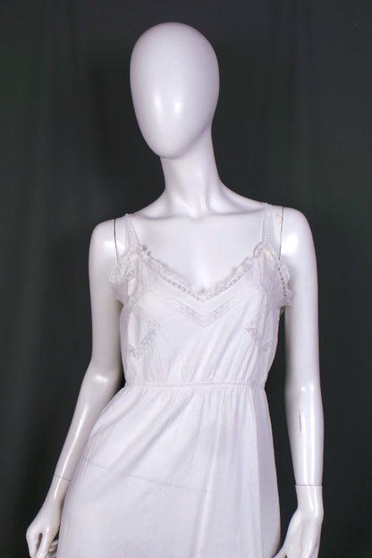 Antique White Cotton and Lace Nightie Dress | M