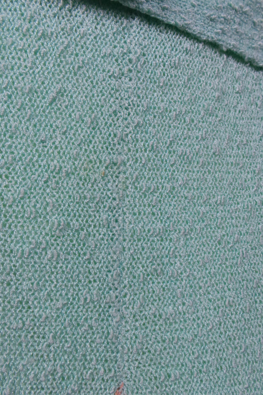 1970s Aqua Fine Knit Belted Dress | Tricoville | S