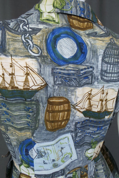 1950s Blue Sailing Pirate Print Dress | Dorothy Perkins | L