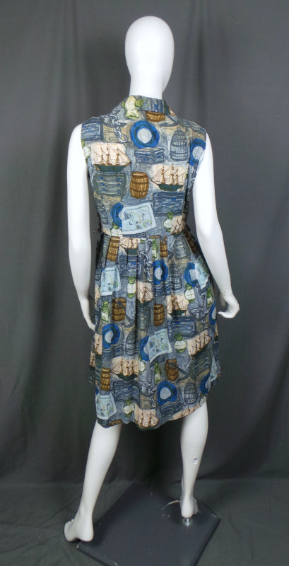 1950s Blue Sailing Pirate Print Vintage Dress | Dorothy Perkins