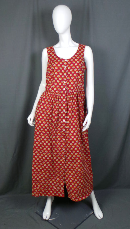 1980s Laura Ashley Red Summer Dress L Honeykins Vintage