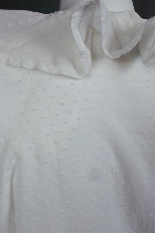 1980s White Swiss Dot Frill Blouse | Laura Ashley | L