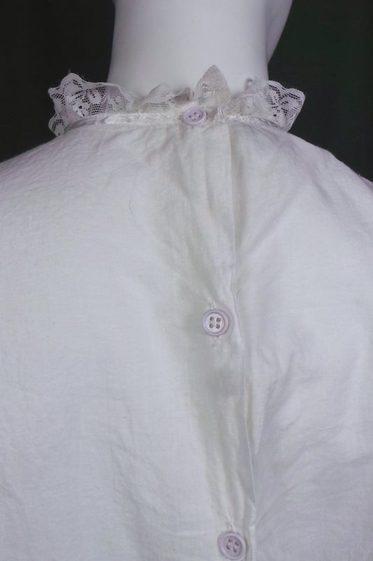 1970s Fine Cotton Lace Victoriana Blouse | M