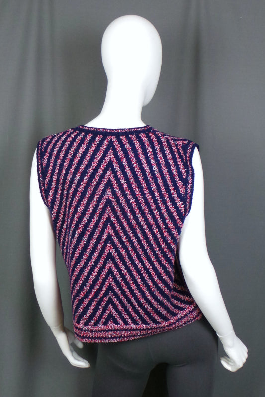 1980s Red, Navy and White Stripe Tank Vest, 42in Bust
