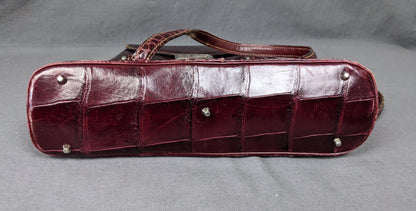 1960s Harrods Maroon Croc Leather Satchel Bag