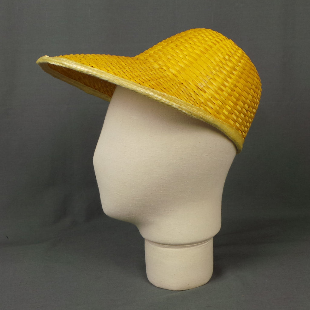 1960s Golden Yellow Wicker Brimmed Cap