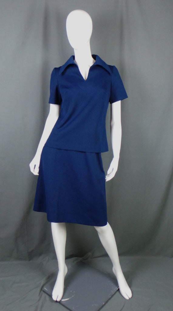 1970s Navy Wide Collar Vintage Co-Ord | Butte Knit