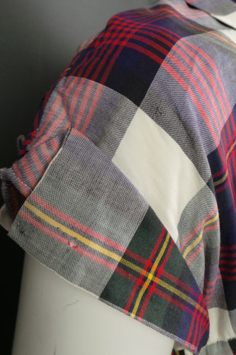 1950s Purple and Red Plaid Check Classic Shirtwaister Dress, 38in Bust