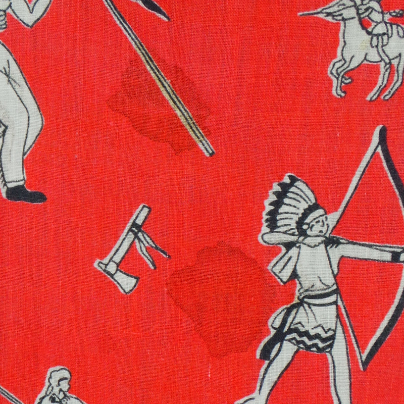 1950s Bright Red Davy Crockett Walt Disney Handkerchief