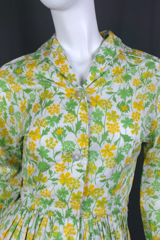 1950s Liberty of London Buttercup Yellow Shirtwaister | XS