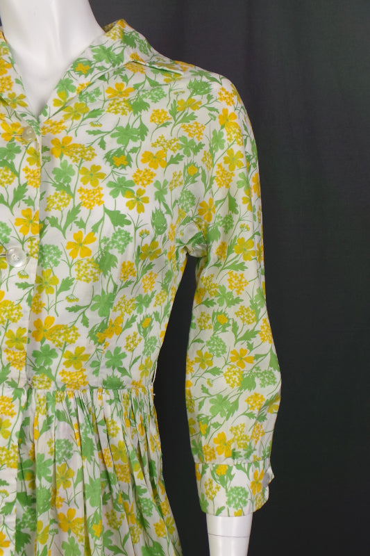 1950s Liberty of London Buttercup Yellow Shirtwaister | XS