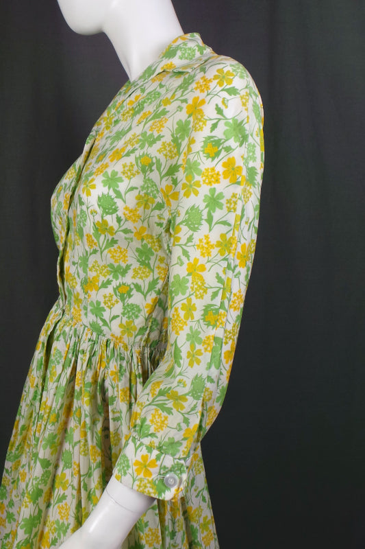 1950s Liberty of London Buttercup Yellow Shirtwaister | XS