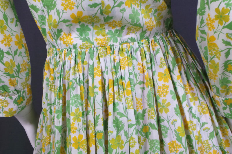 1950s Liberty of London Buttercup Yellow Shirtwaister | XS