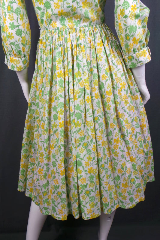 1950s Liberty of London Buttercup Yellow Shirtwaister | XS