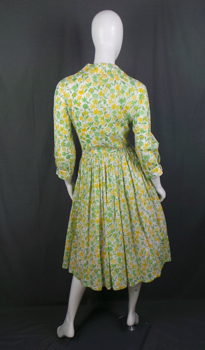 1950s Liberty of London Buttercup Yellow Vintage Shirtwaister