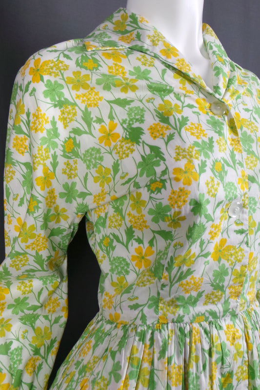 1950s Liberty of London Buttercup Yellow Shirtwaister | XS