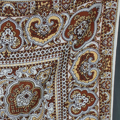 1970s Brown Hand Painted Paisley Scarf