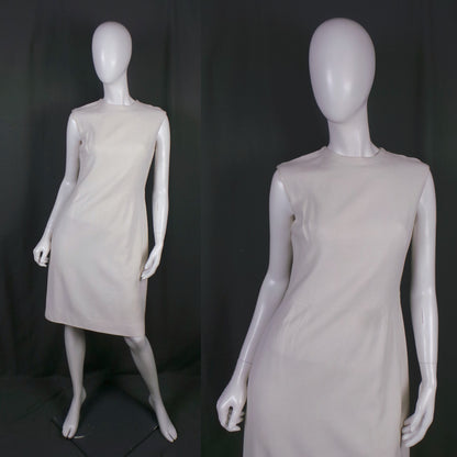 1960s Cream Simple Shift Dress, by Rensoir of London, 40in Bust