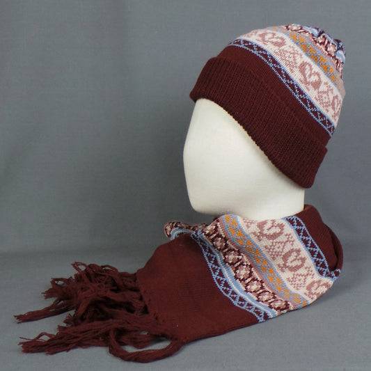 1980s Fair Aisle Hat and Scarf 2-Piece Gift Set, 5 colours
