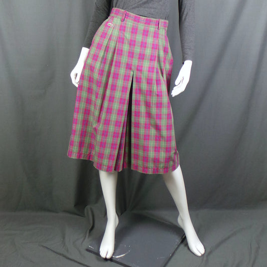 1980s Green Pink Check Vintage Culottes | Lacoste