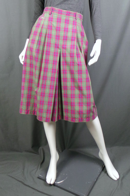 1980s Green Pink Check Culottes | Lacoste | XS