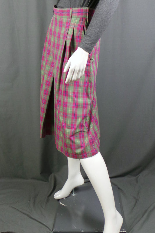 1980s Green Pink Check Culottes | Lacoste | XS