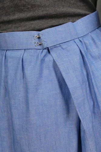 1970s Blue Chambray Prairie Skirt | L