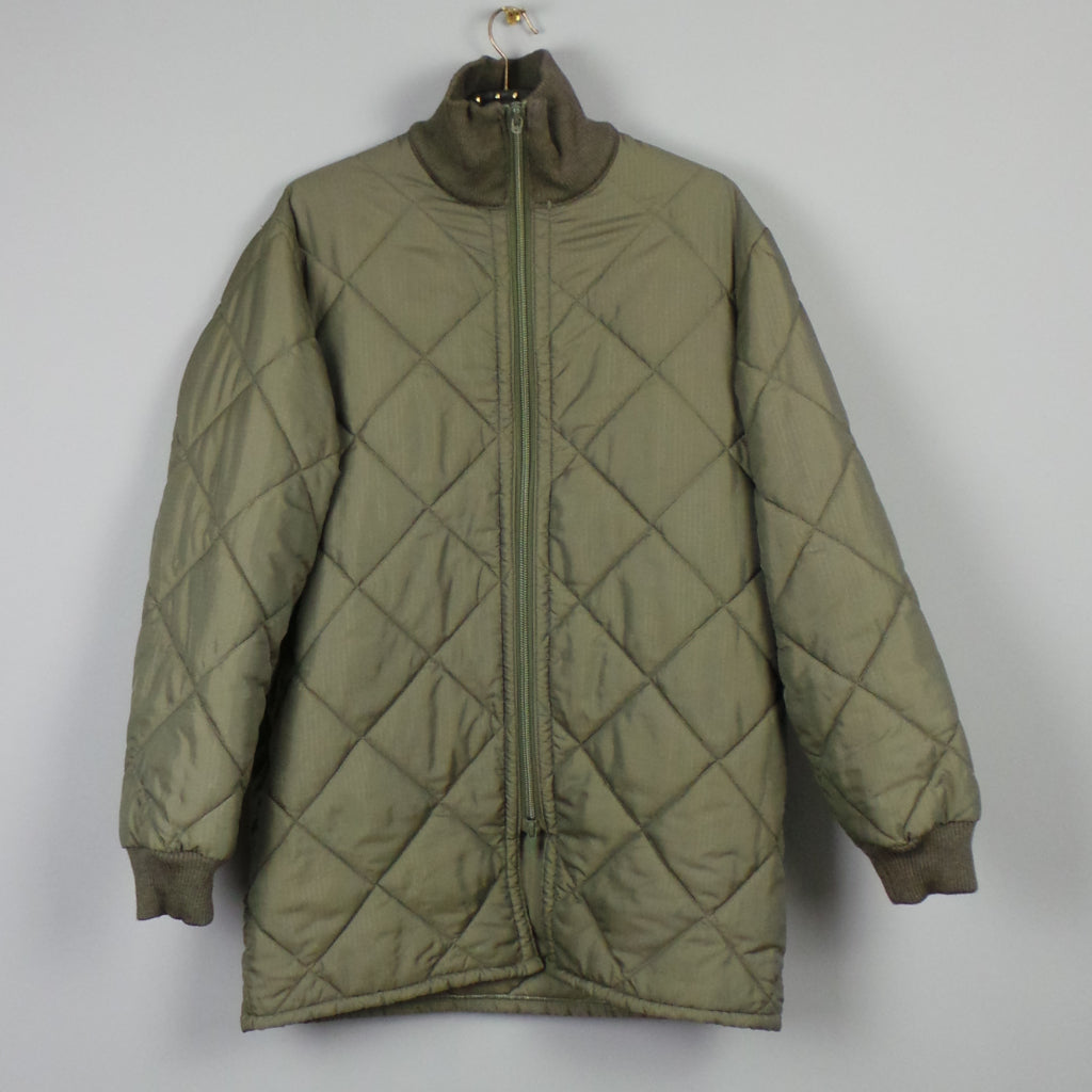 1980s Khaki Quilted Army Lining Vintage Jacket